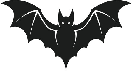 Silhouette of a flying bat with outstretched wings - Halloween vector - eerie symbol