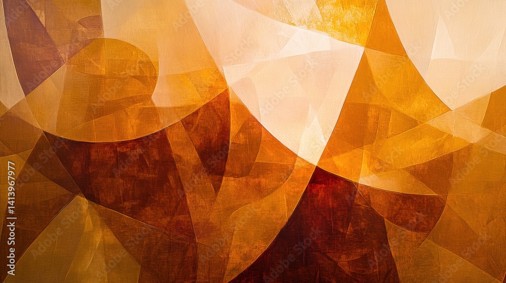 Aufkleber abstract design using a single-tone amber palette with geometric shapes and textures creating an int