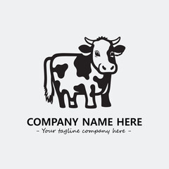 Cow illustration black and white for logo company vector image
