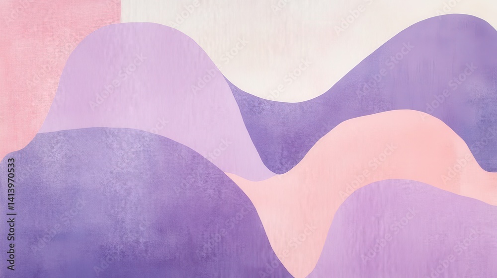 Poster Gentle lavender and pink shapes with subtle textured edges create a soft, abstract background for creative projects