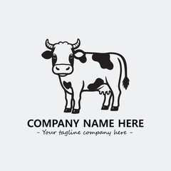 Cow illustration black and white for logo company vector image
