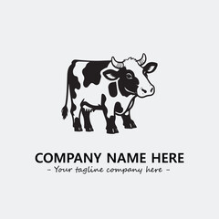 Cow illustration black and white for logo company vector image

