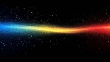 Fototapeta premium Grainy gradient abstract background with blue red yellow glowing color wave on black backdrop