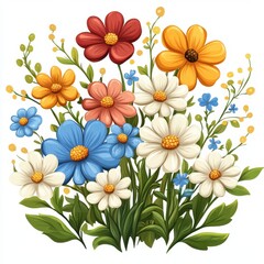 flowers spring season, isolated clear white background