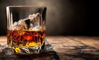 Whiskey Glass with Ice: Dark, Moody Still Life Photography