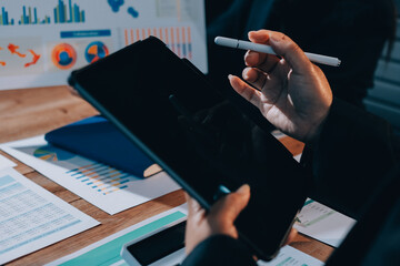 Business analyze,Close up Business people meeting to discuss the situation on the market. Business...