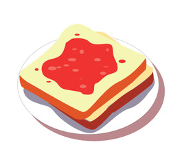 Bread jam strawberry.bread with strawberry jam on a plate