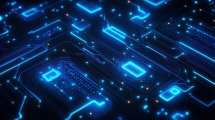 Obraz premium Abstract circuit board with glowing blue lines