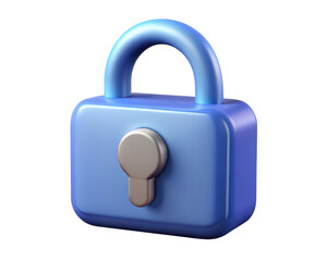 3d render of a blue padlock symbolizing security Land Transportation Isolated on White Background