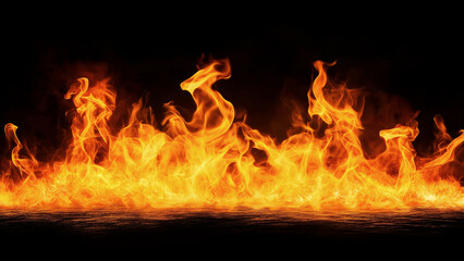 Obraz premium Texture of burn fire with particles embers. Flames blaze fire flame overlays on isolated background.