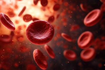 Dynamic red blood cells in motion for medical education and health illustrations, ideal for biology concepts and human anatomy studies in high-resolution imagery