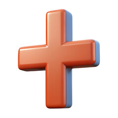 Obraz premium 3d rendering of an orange plus sign against black background