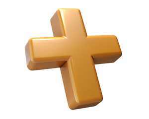 Obraz premium Golden plus sign illustration on high quality 3D Isolated on white&nbsp;background mathematical symbol addition icon