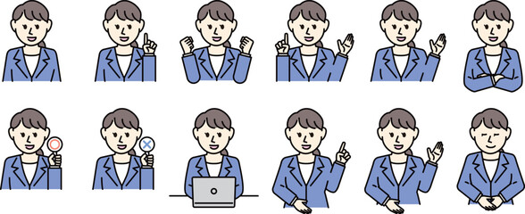 スーツの女性　バストアップセット