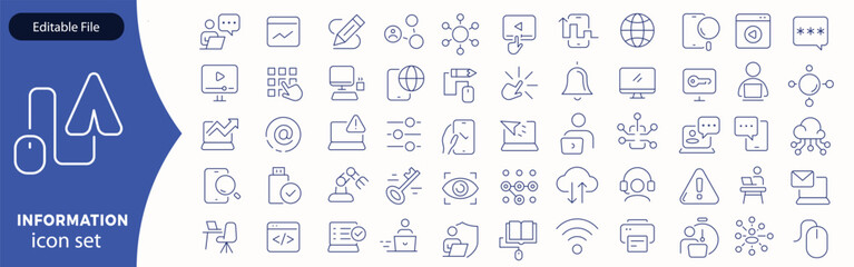 Information technology line icons collection. Big UI icon set in a flat design. Thin outline icons pack. Vector illustration EPS10