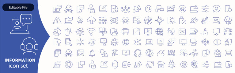 Information technology line icons collection. Big UI icon set in a flat design. Thin outline icons pack. Vector illustration EPS10