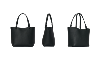 Set of women's classic handbag, fashion bag transparent background, fashion purse handbag, Fashionable stylish Shoulder Bag mockup, black leather woman's bag		
