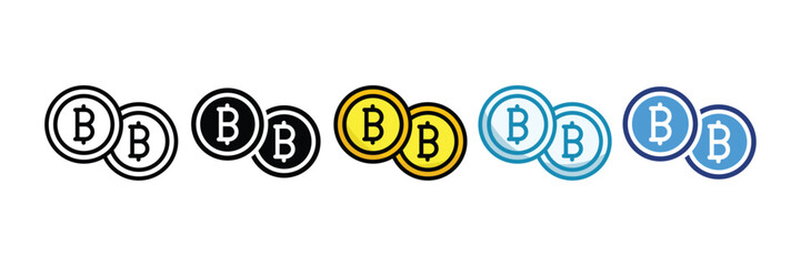 Bitcoin Icon Set Multiple Style Collection
