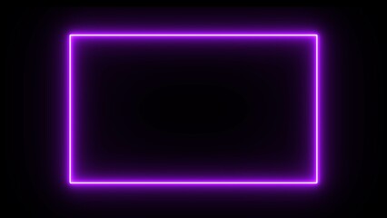 Neon light rectangle frame icon. 3D illustration rendering. Glowing neon rectangle border frame in the shape rectangle.