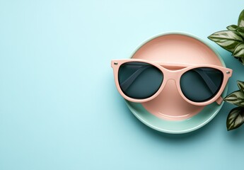 Pastel sunglasses on a plate