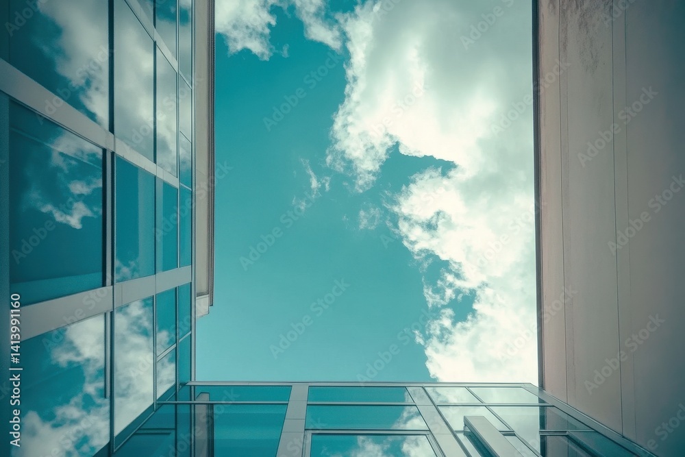 Poster timelapse capturing a clear sky with fluffy clouds over modern architecture, timelapse of the clear 