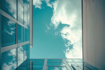 Timelapse capturing a clear sky with fluffy clouds over modern architecture, timelapse of the clear sky