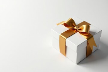 Obraz premium Luxury gift card with golden bow, clean white backdrop , premium, blank