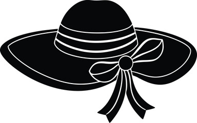 stylist hat with ribbon icon set, hats illustration, set of hats, set of vector hats on white background.