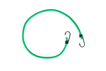 Rubber strap with steel hooks on transparent background.