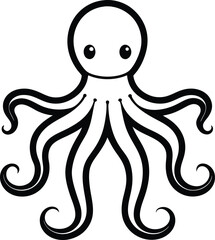 octopus outline vector  illustration on white background 