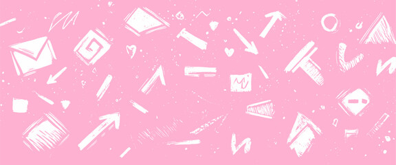 Fototapeta premium Vector white and pink seamless hand draw geometric ink stroke texture