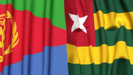 Flags of ERITREA and TOGO with realistic cloth texture