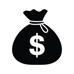  Money Bag Silhouette Vector, Money Bag Clipart, Money bag icon 