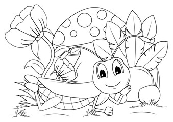 Coloring Grasshopper For Kids