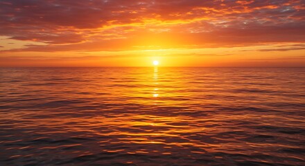 Obraz premium Ocean Sunset Reflecting Golden Light on Water with Colorful Clouds