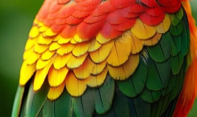 Fototapeta premium Vibrant Parrot Feathers: A Close-Up of Nature's Masterpiece
