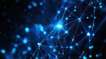 Abstract network of glowing points and lines