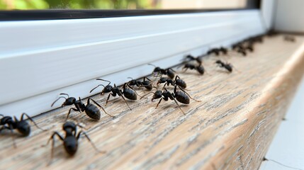 Observing ants on windowsill  fascinating display of organized behavior during home invasion