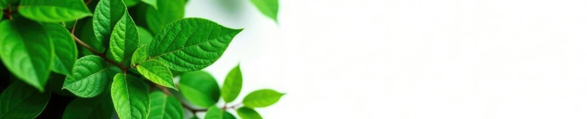 Leafy green foliage isolated on white background with intricate details, earthy, organic