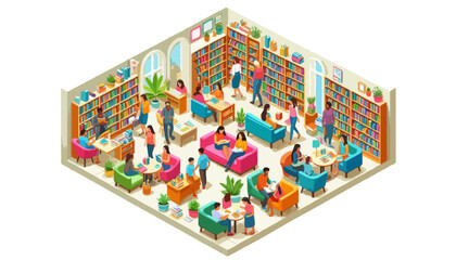 Naklejka premium isometric library vector illustration