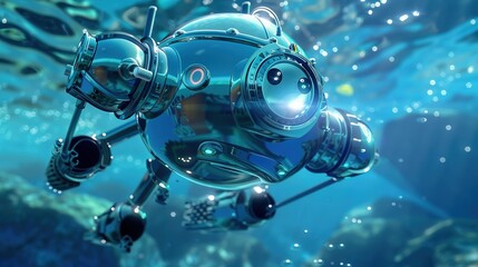 Fototapeta premium Underwater Robot: Diving into the Realm of Submarine Exploration and Innovation