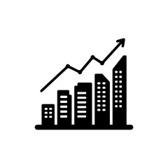 City Skyline with Rising Graphs Symbolizing Urban Business Growth