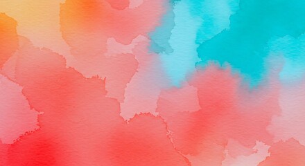 Fototapeta premium Vibrant and lively colors create a stunning watercolor background featuring tropical shades of red, blue, and orange, ideal for artistic projects or decor