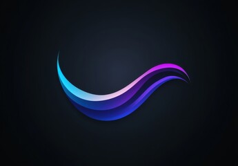 Obraz premium bstract gradient logo with curved shapes, dark theme design on black background
