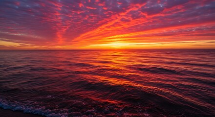 Obraz premium Ocean Sunset with Vivid Colors and Striking Sky