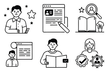 peer review process line art detailed line drawing illustration