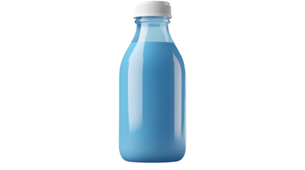 blue bottle of milk mock up 3d render icon on white background