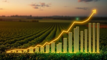 Business graph rising with agriculture economy setting