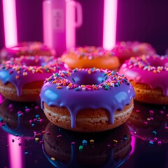 Neon Donut Collection,ai generated