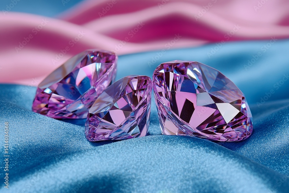 Poster A cluster of sparkling diamonds on a velvet surface, gleaming in the soft light